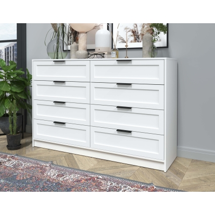 Kомод Тренд КТ-К157 (Белый платинум ЛДСП/ Белый ЛМДФ) Ш1565 В1020 Г451